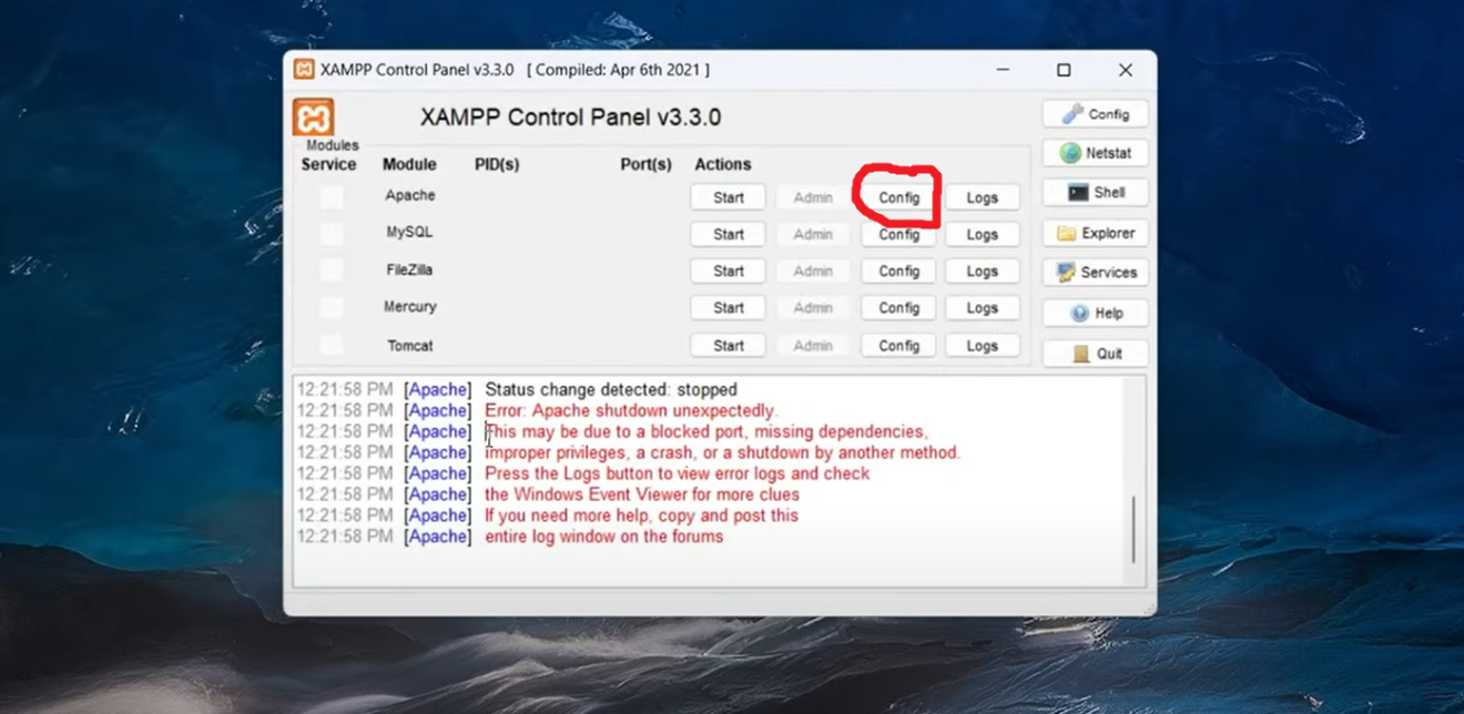 How To Fix Error-Apache Shutdown In XAMPP(Easy Way)